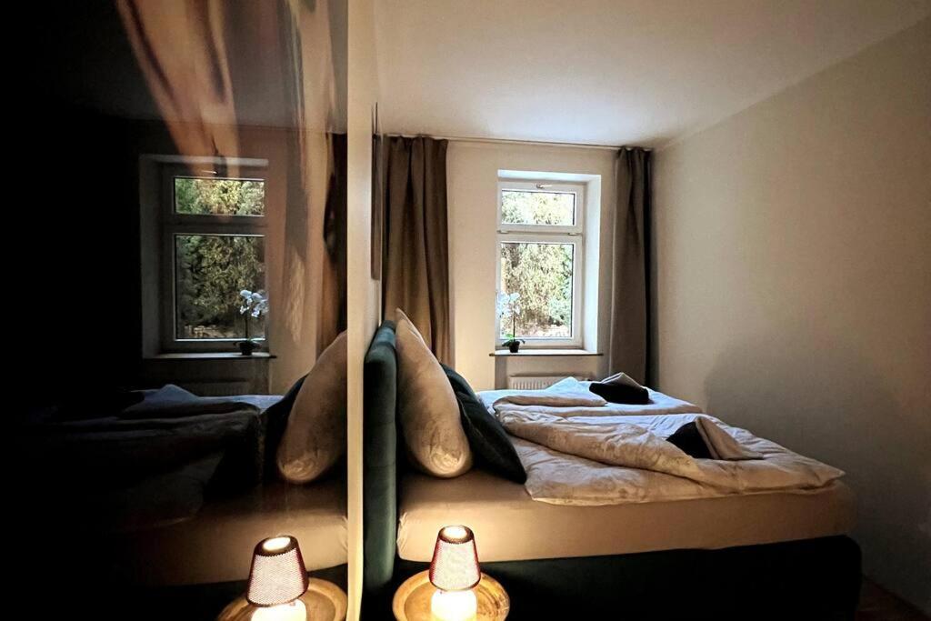 Soul-Apartment Terrasse Privat-Parkplatz Boxspringbett 55Zoll Tv Wlan 莱比锡 外观 照片